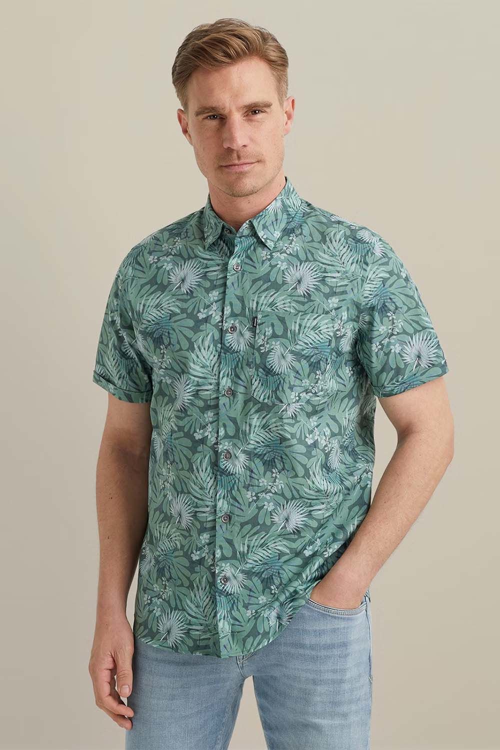 Vanguard Short Sleeve Shirt Print on fine p Zwart