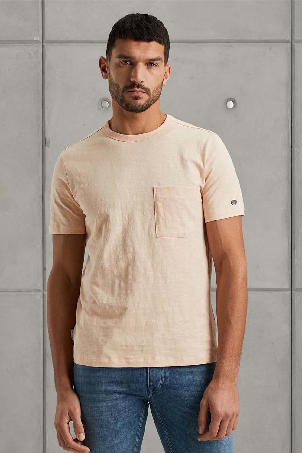 Cast Iron Short sleeve r-neck regular fit co Oranje