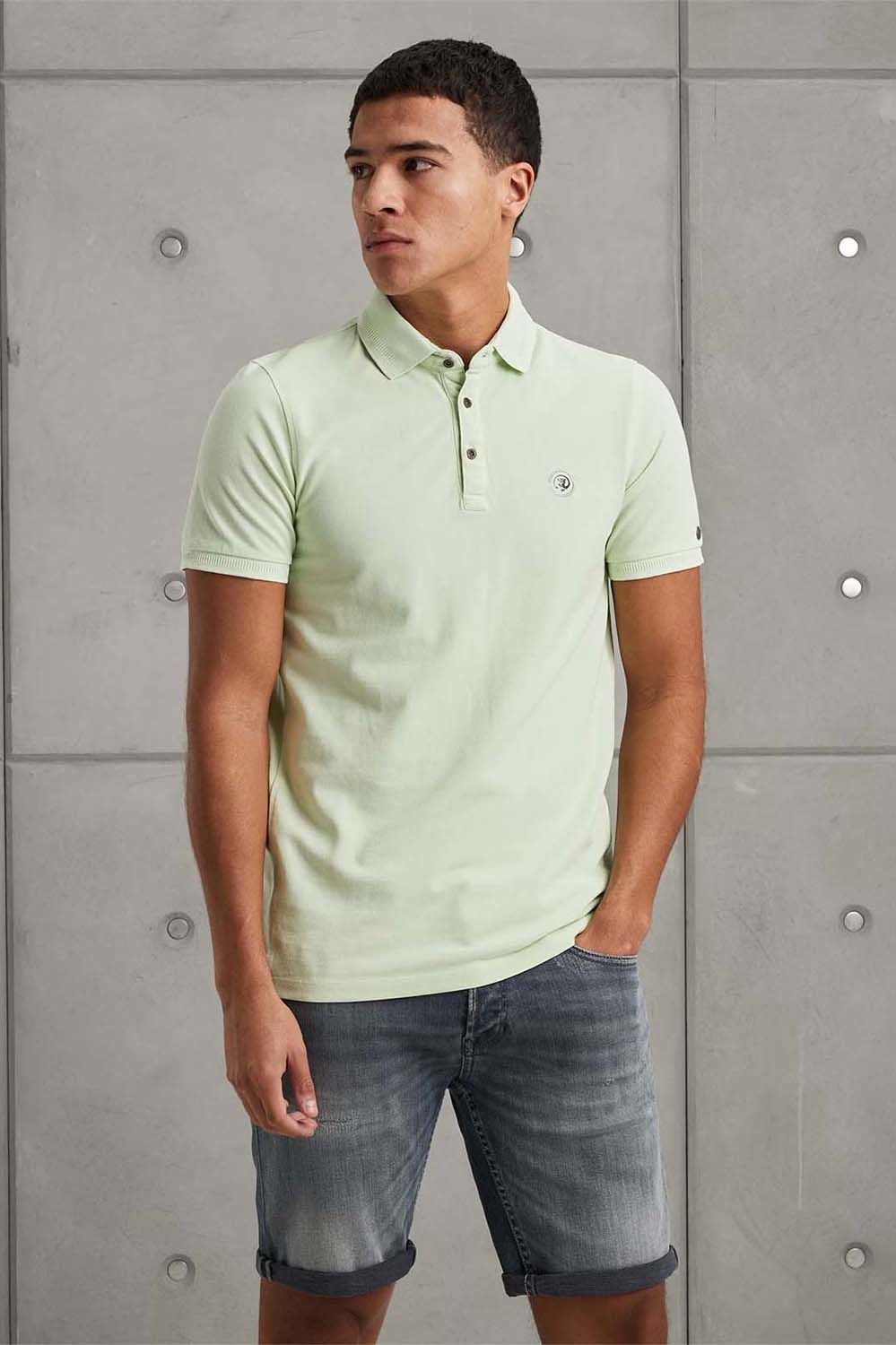 Cast Iron Short sleeve polo pique garment dy Groen