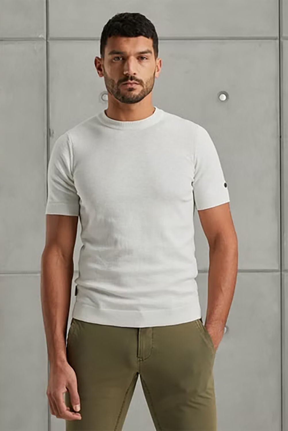 Cast Iron Crewneck cotton slub Wit