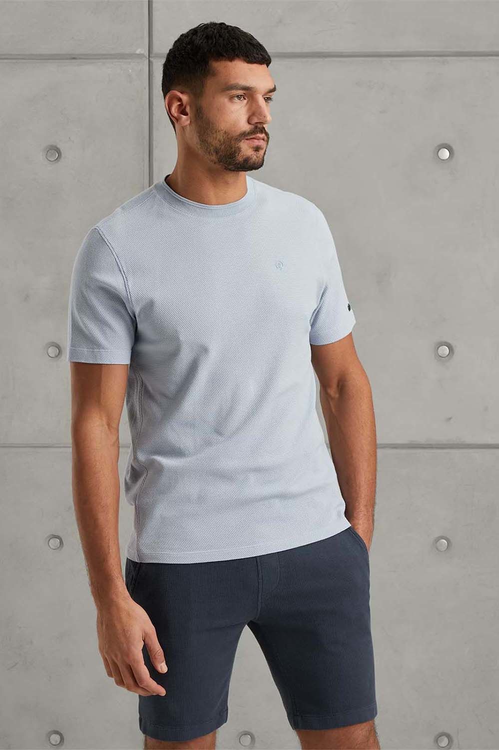 Cast Iron Short sleeve r-neck regular fit  p Blauw