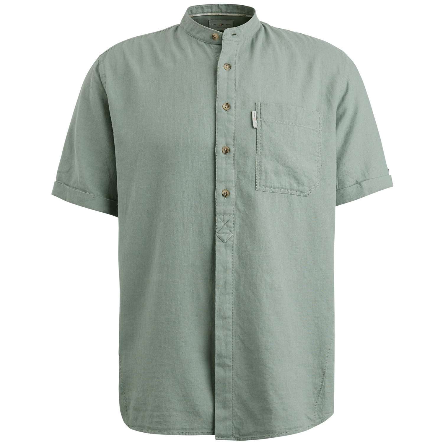 Cast Iron Short Sleeve Shirt Cotton linen tw Groen