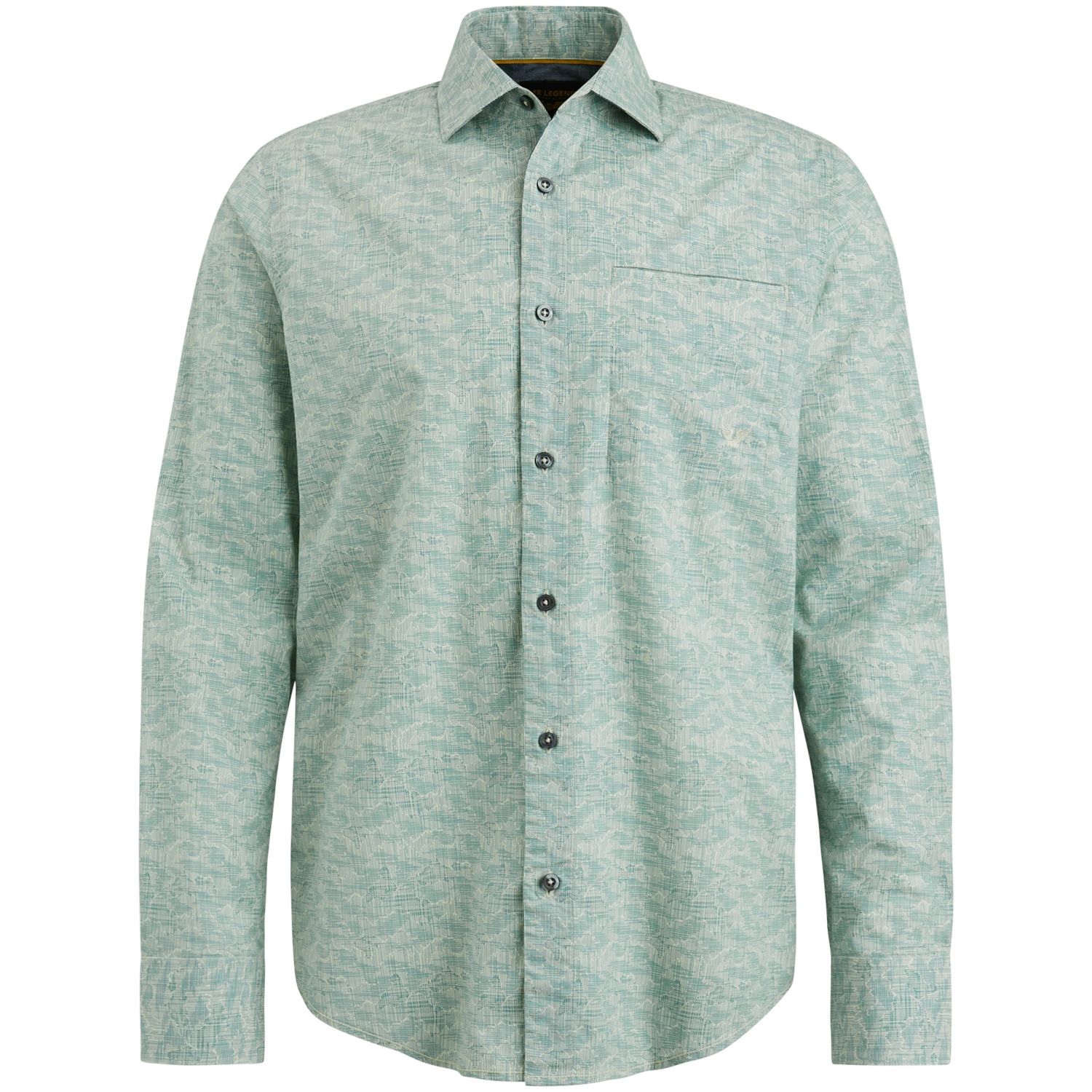 Pme Legend Long Sleeve Shirt Print On Poplin Blauw