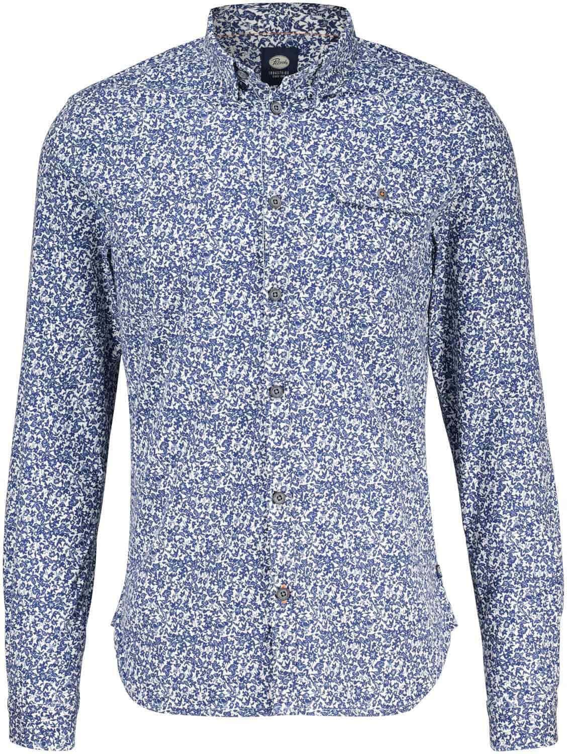 Petrol Men Shirt Long Sleeve AOP Blauw