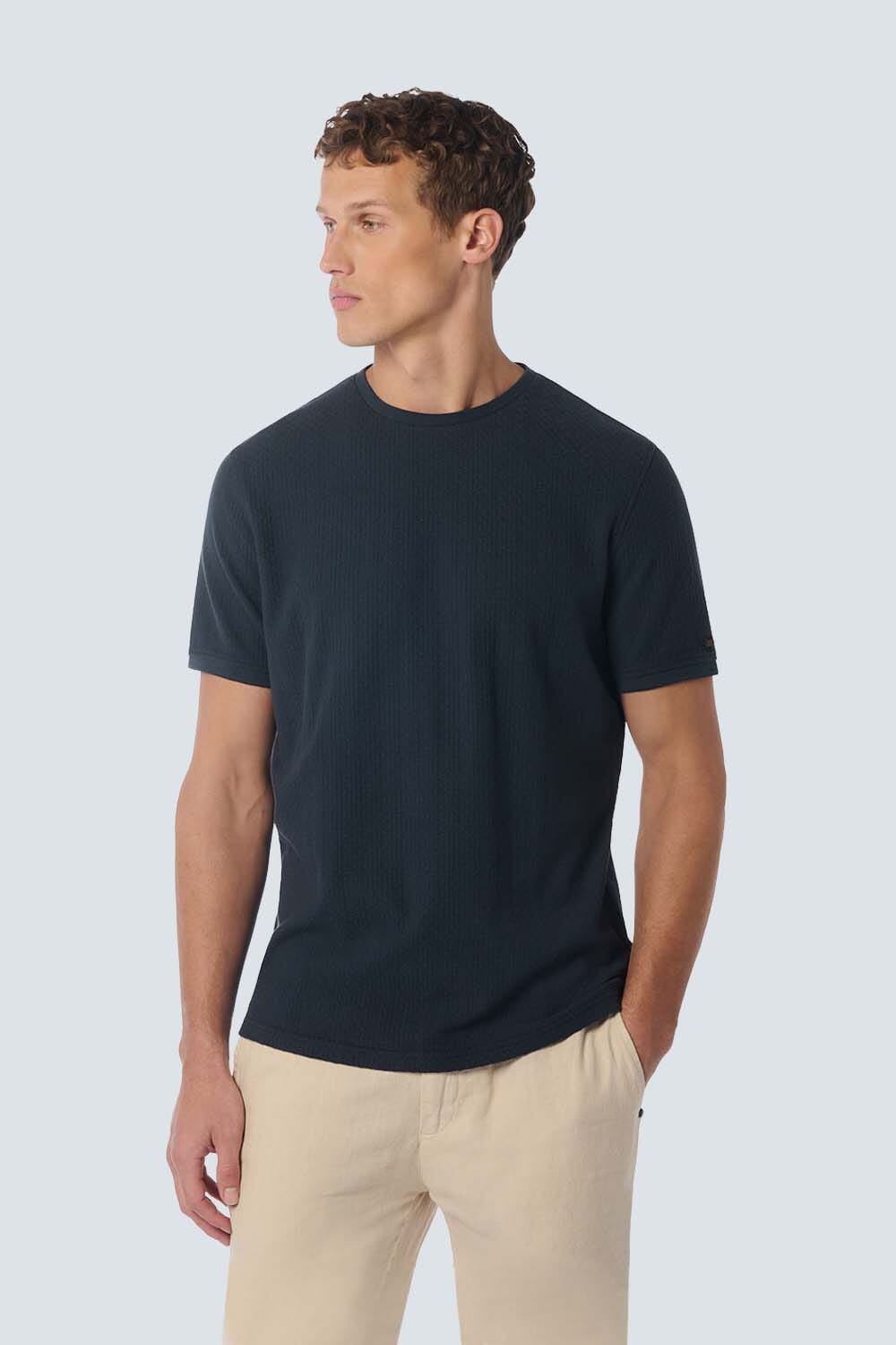 No Excess T-Shirt Jacquard Blauw