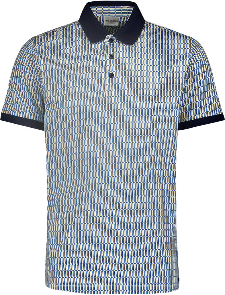 No Excess Polo Allover Printed Blauw