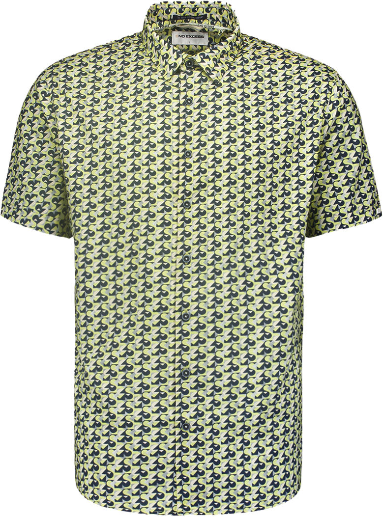 No Excess Shirt Short Sleeve Allover Printed Lime
