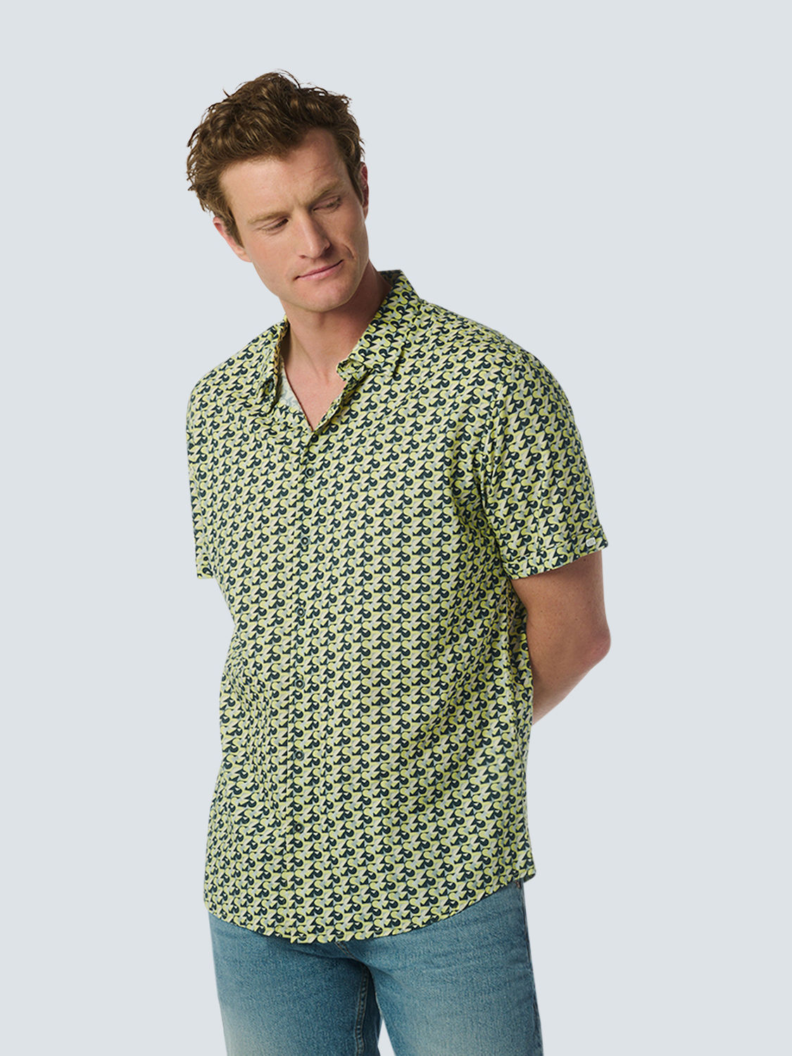 No Excess Shirt Short Sleeve Allover Printed Lime