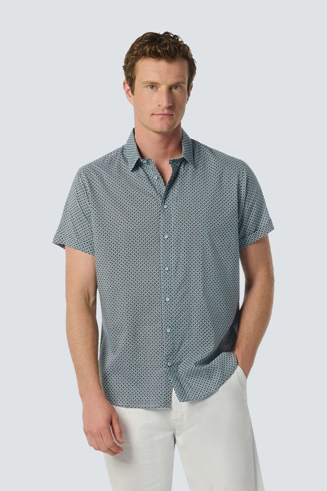 No Excess Shirt Short Sleeve Allover Printed Blauw