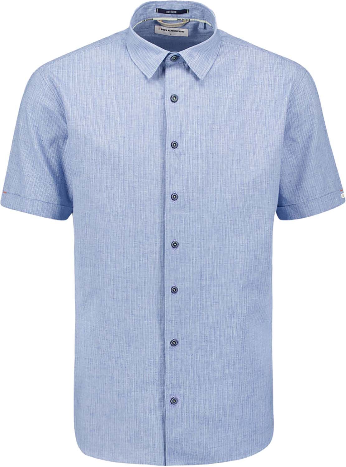 No Excess Shirt Short Sleeve 2 Tone With Line Blauw