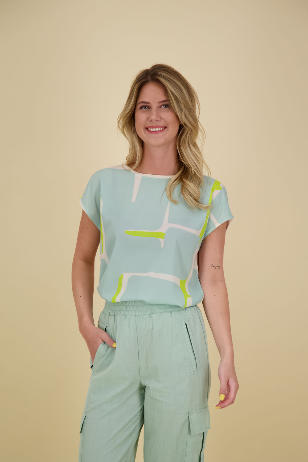 Opus Top Sisbo print Groen