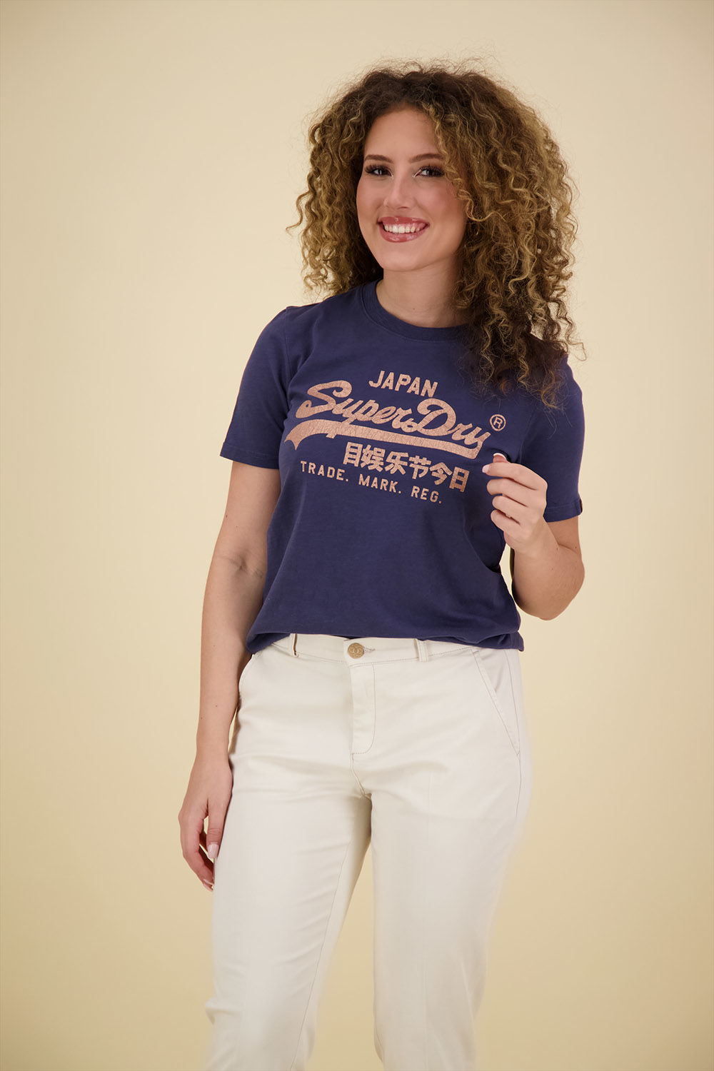Superdry T-shirt Metallic realxe Blauw