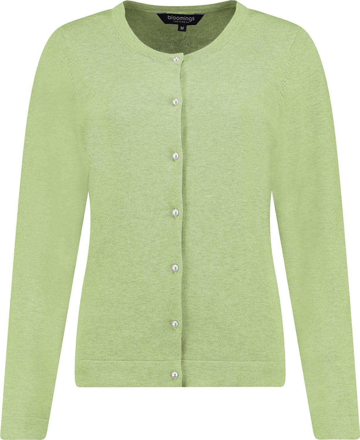 crew neck carsigan pearl button Groen