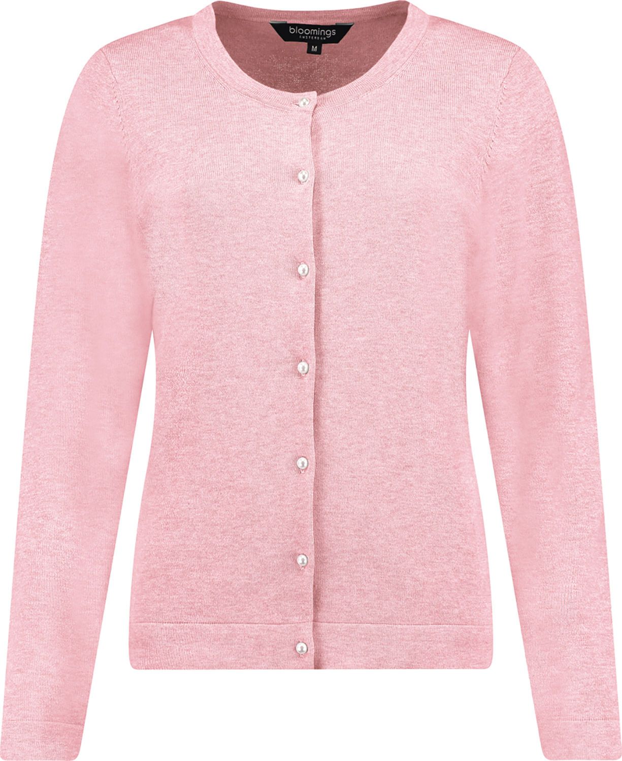 crew neck carsigan pearl button Roze