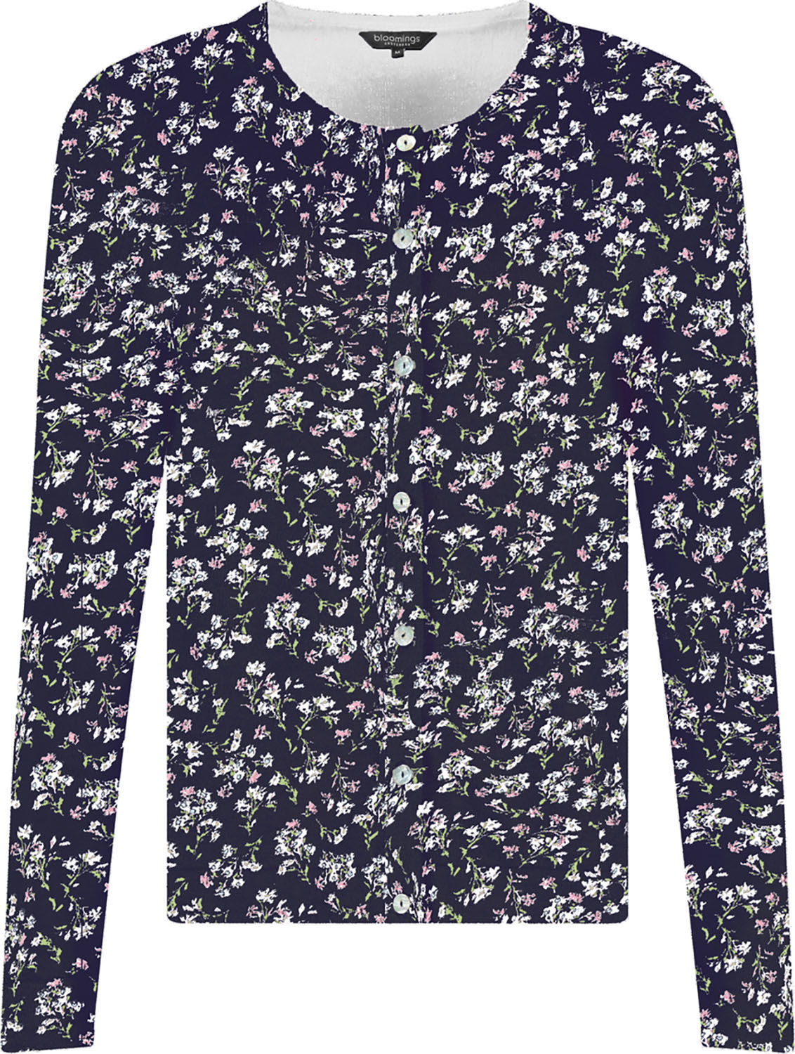 Bloomings crew neck cardigan printed Blauw