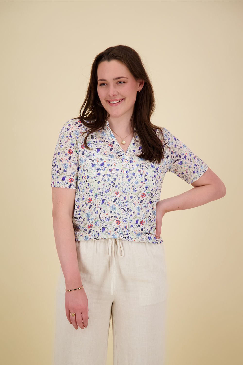 Bloomings polo shirt printed Blauw