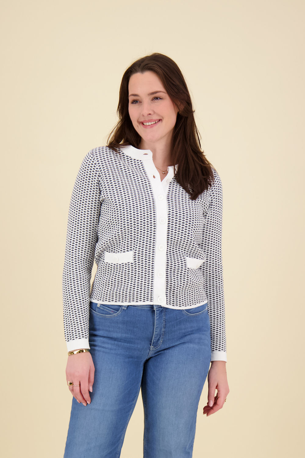 Bloomings crew neck cardigan Blauw