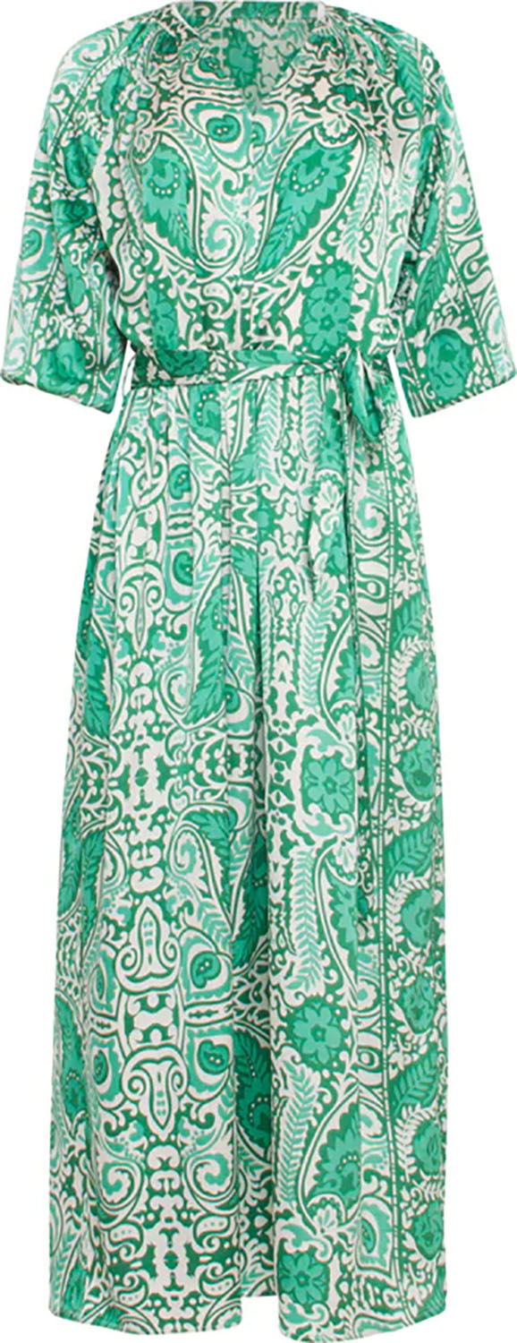 Smashed Lemon Jurk off white green Groen