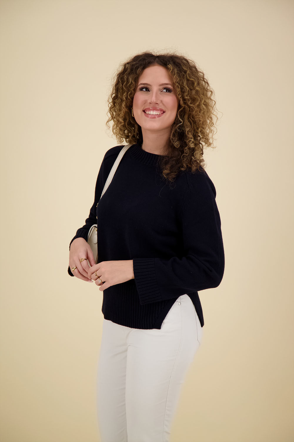 Question pull stripe/solid Blauw