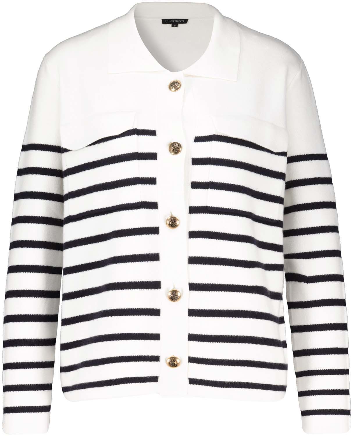 Question cardi shirt stripe Wit