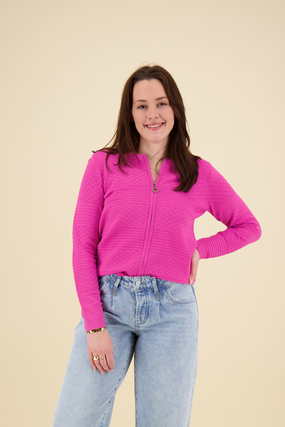 Roberto Sarto vest ronde hals Roze