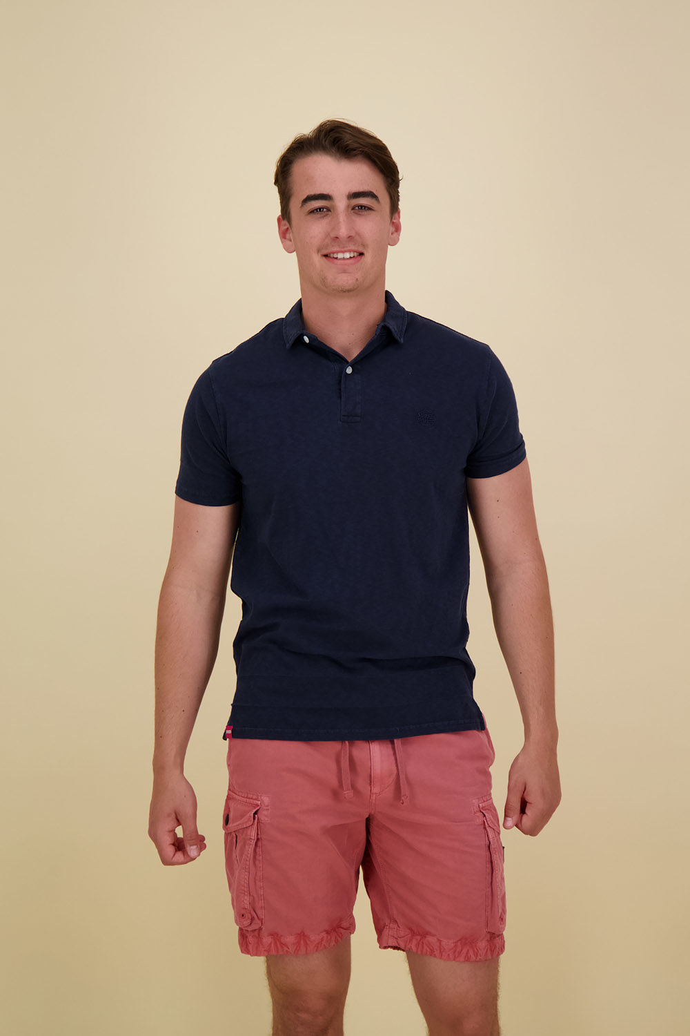 Superdry Polo textured jersey Blauw