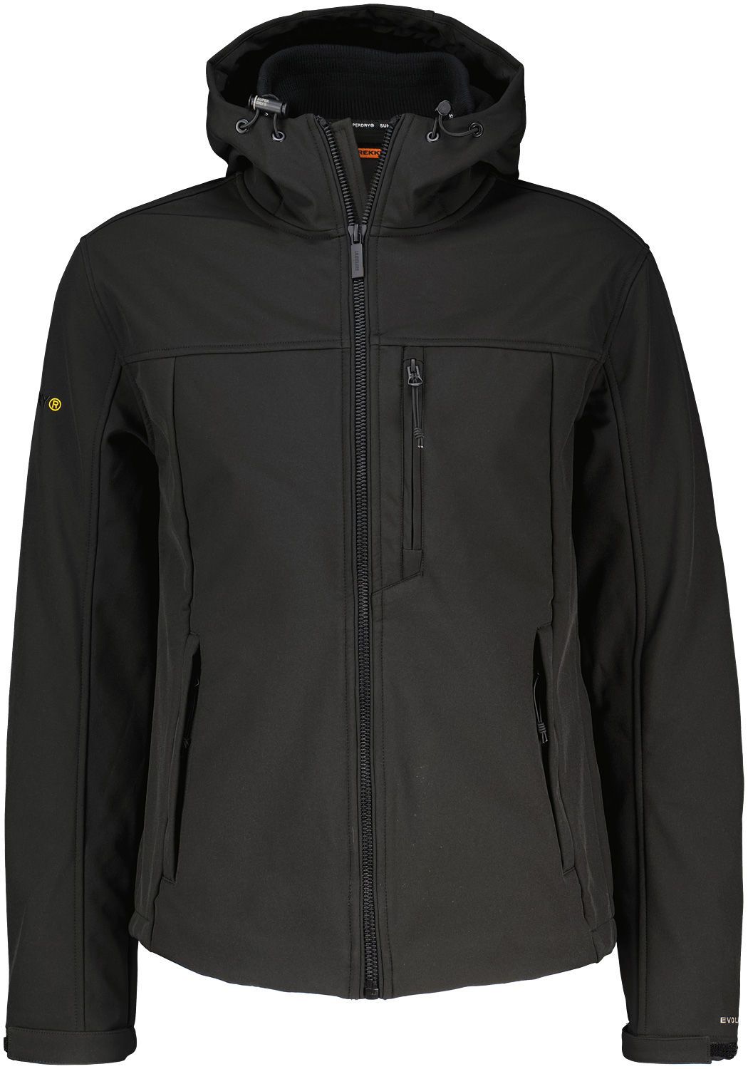 hooded soft shell trekker jacket Zwart