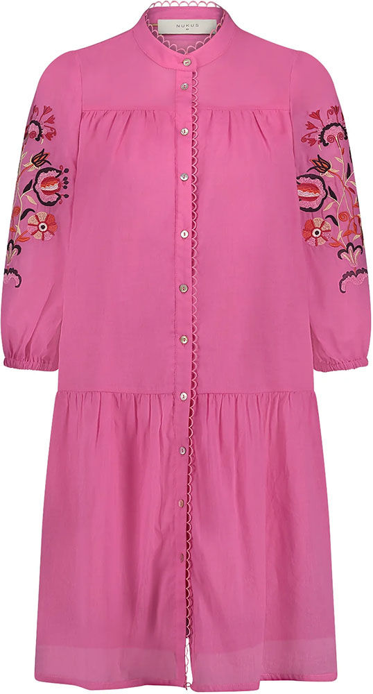 Nukus Jurk Ame Embroidery Roze