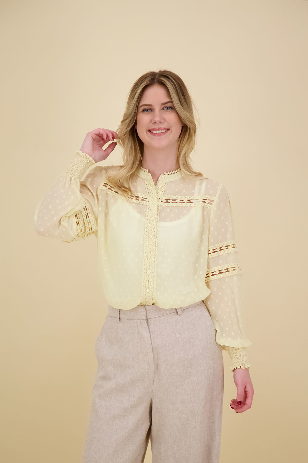 Esqualo Blouse lace plumetis Wit