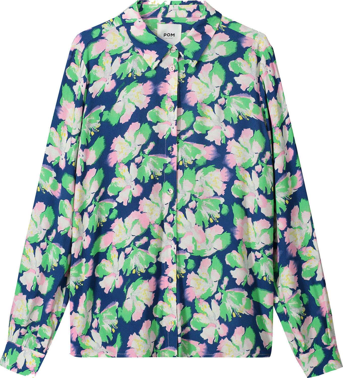 Pom Amsterdam Blouse Mila Lilies Blue Multi