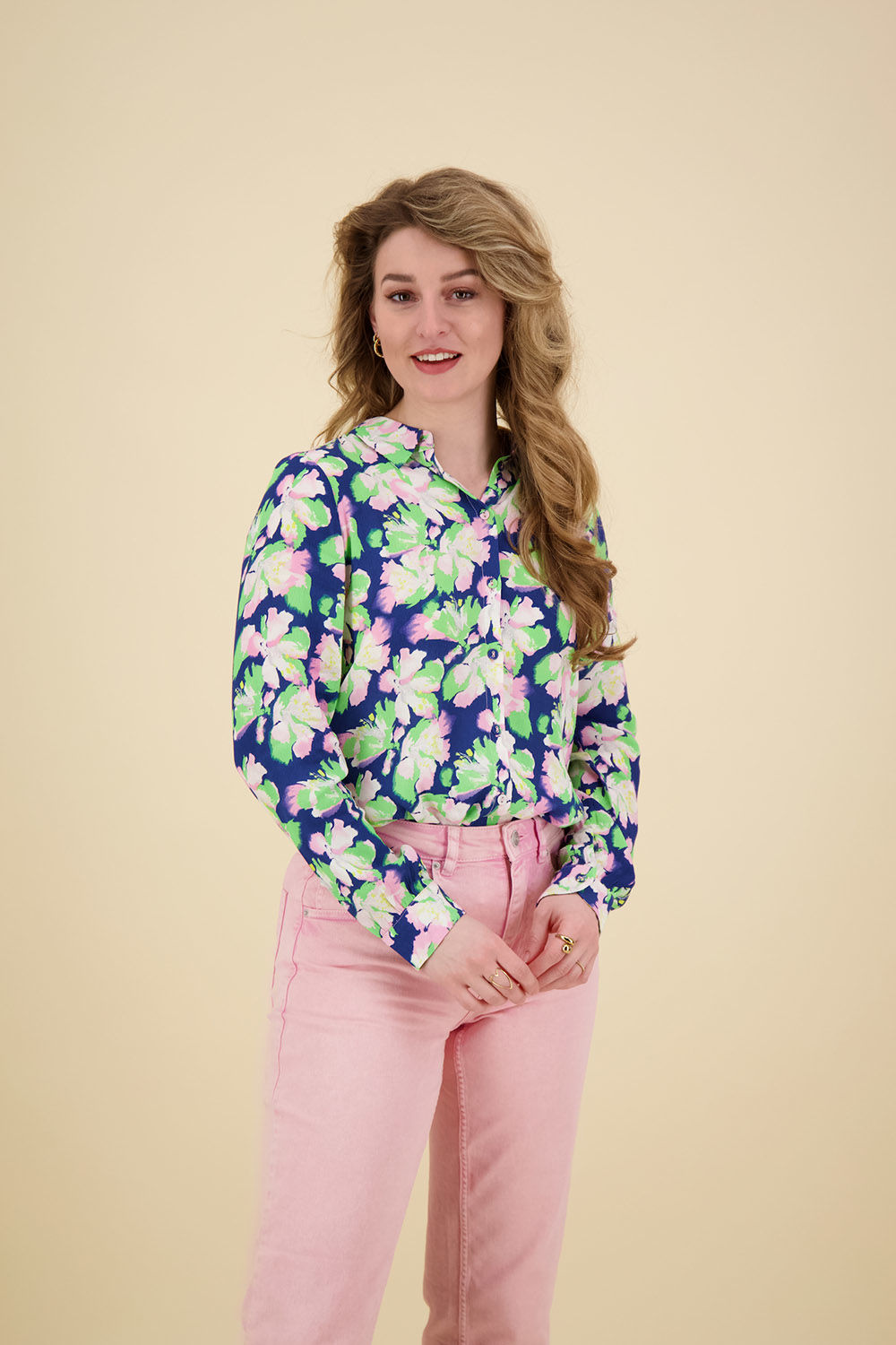 Pom Amsterdam Blouse Mila Lilies Blue Multi