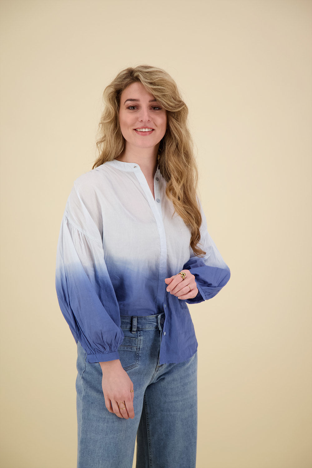 Pom Amsterdam Blouse Faded Ink Blue Blauw
