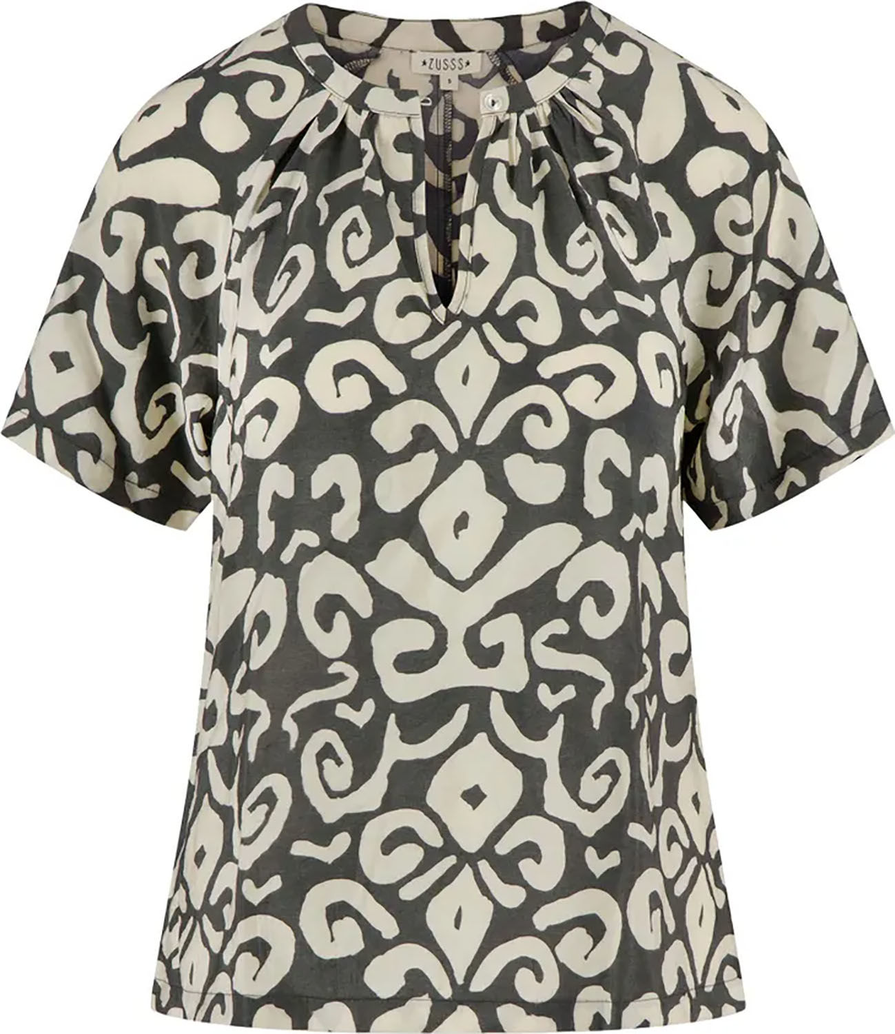 Zusss Top ornament print Grijs