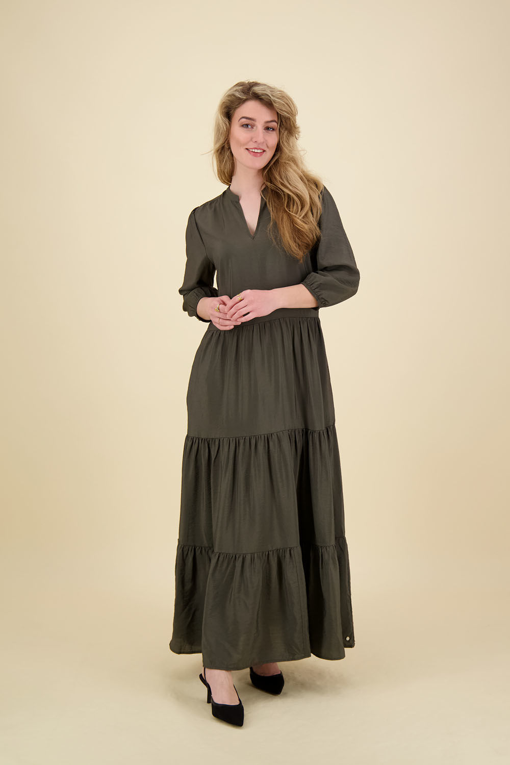 Zusss Maxi jurk ornamentprint Grijs