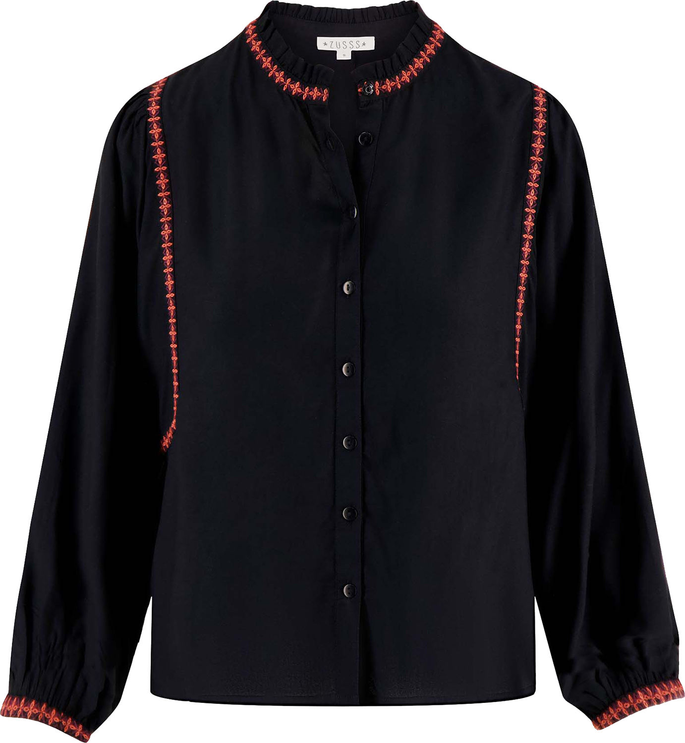 Zusss Blouse met borduursel Zwart