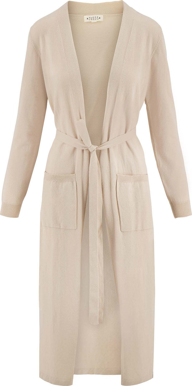 Zusss Fijn gebreid lang vest Beige