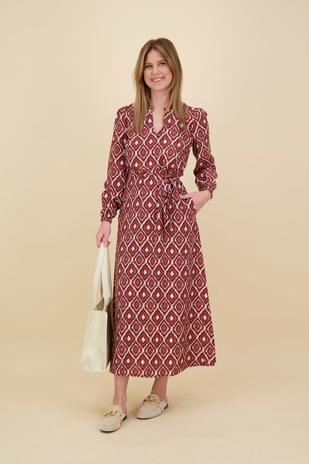 Zusss Maxi jurk met Ikat print Rood