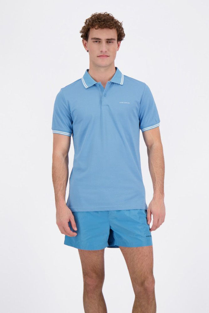 Airforce polo double strip Blauw