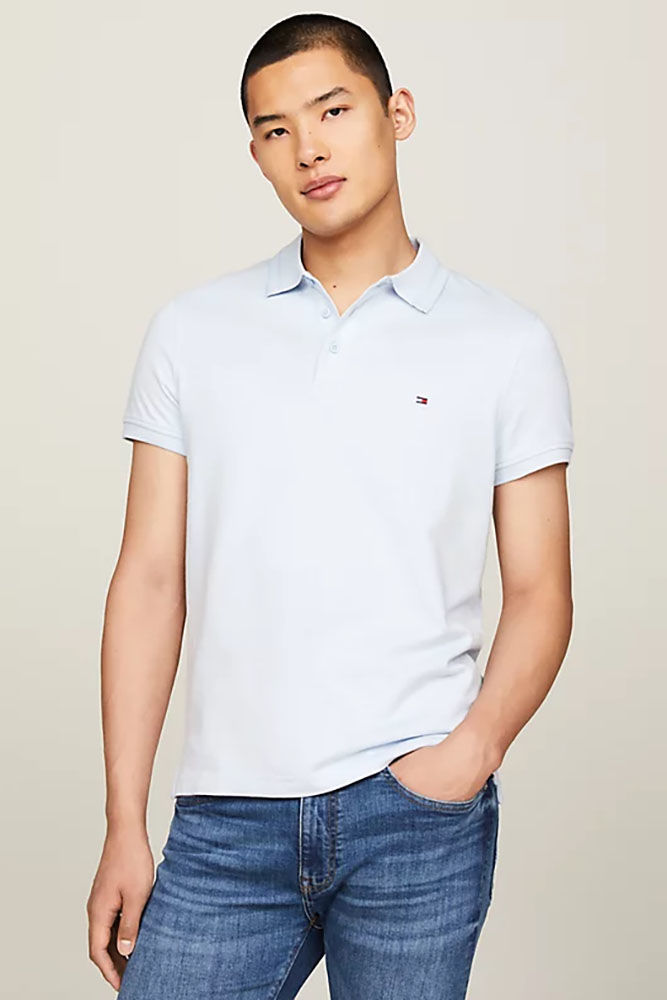 Tommy Hilfiger pretwist mouline slim fit polo vj Blauw