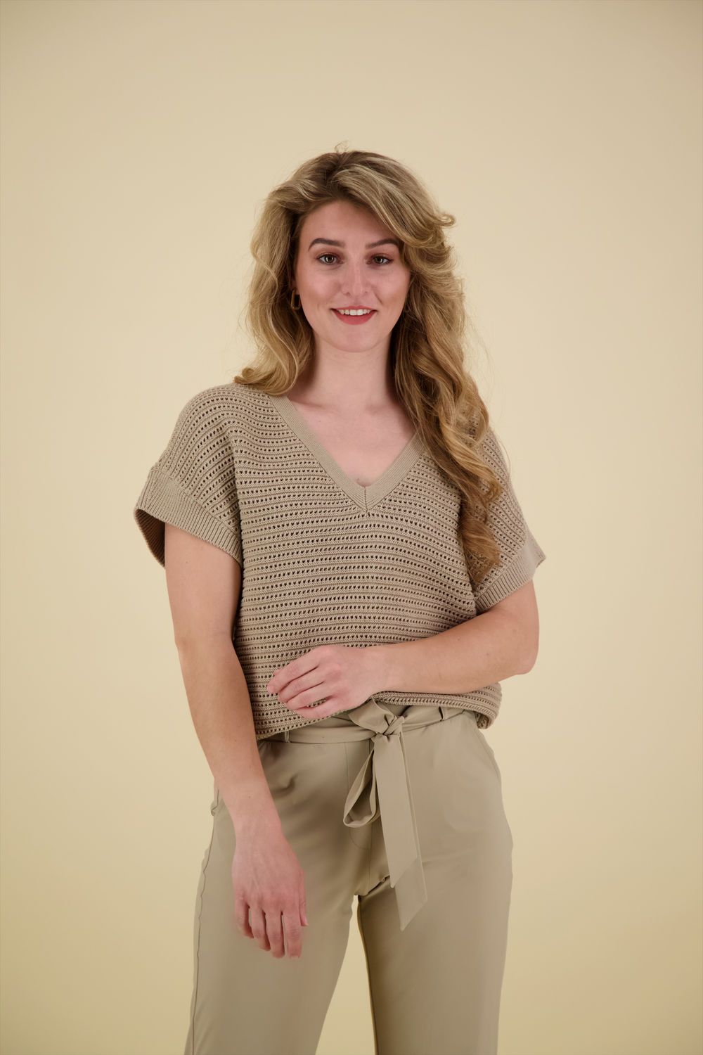 Top Chiara V-neck Beige