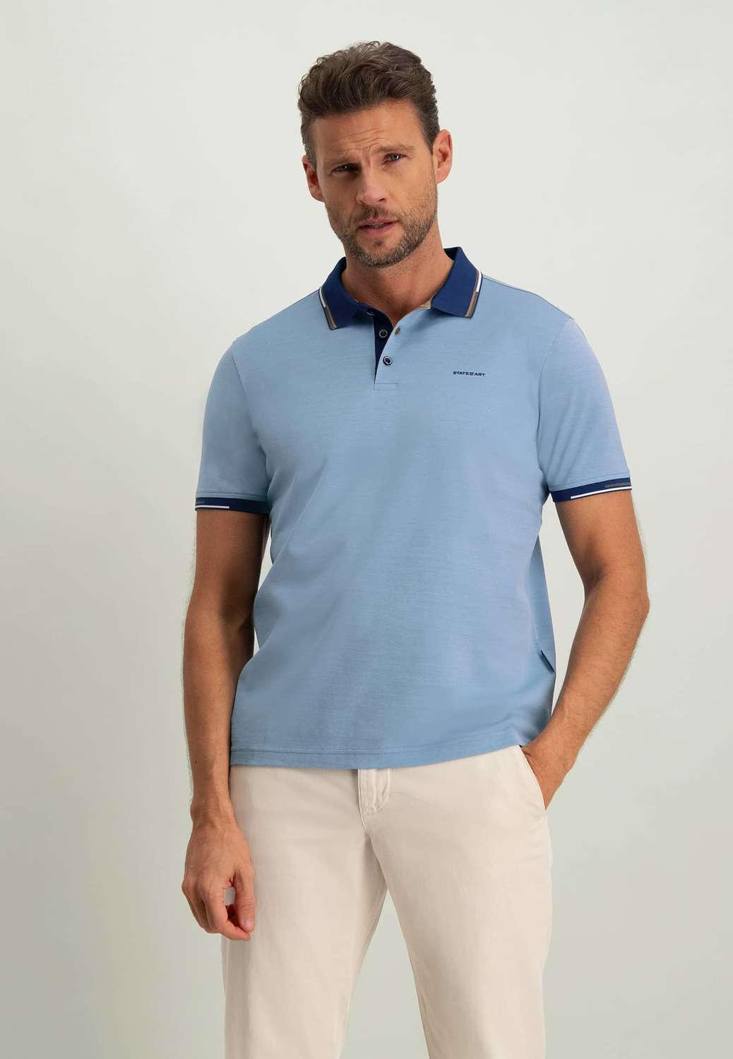 State Of Art Poloshirt Piqué Blauw