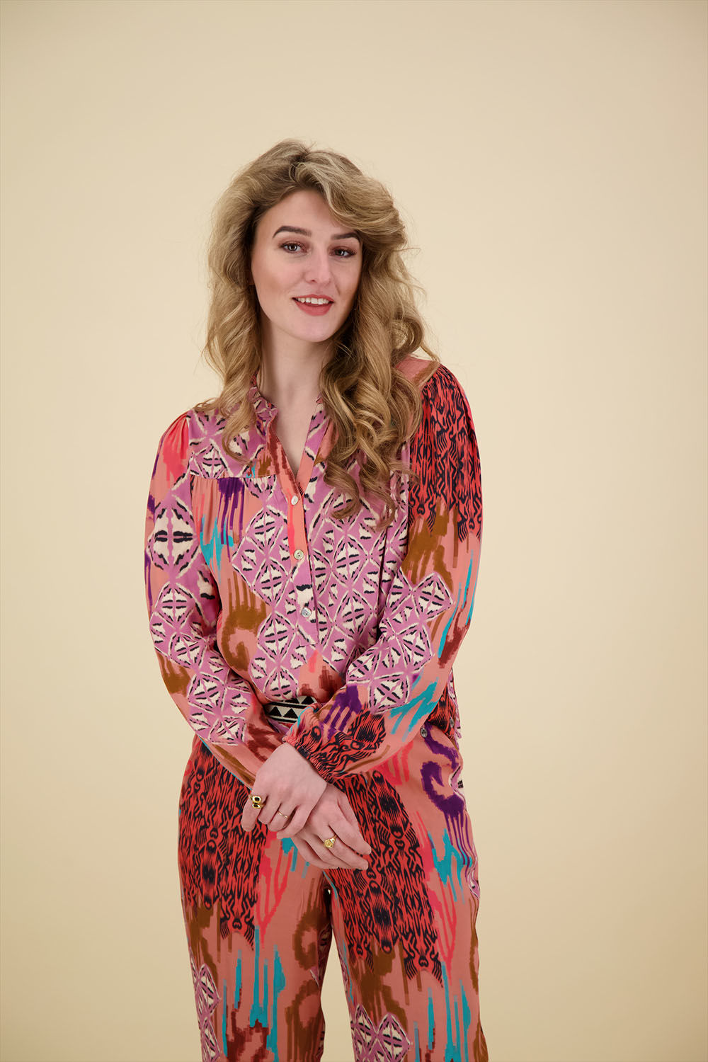 Poools blouse l/s print Roze