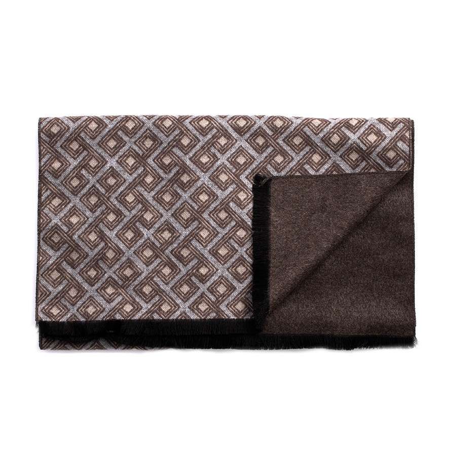 Tresanti DIONISIO | Viscose scarf with geometric pattern Bruin Tresanti DIONISIO | Viscose scarf with geometric pattern Bruin