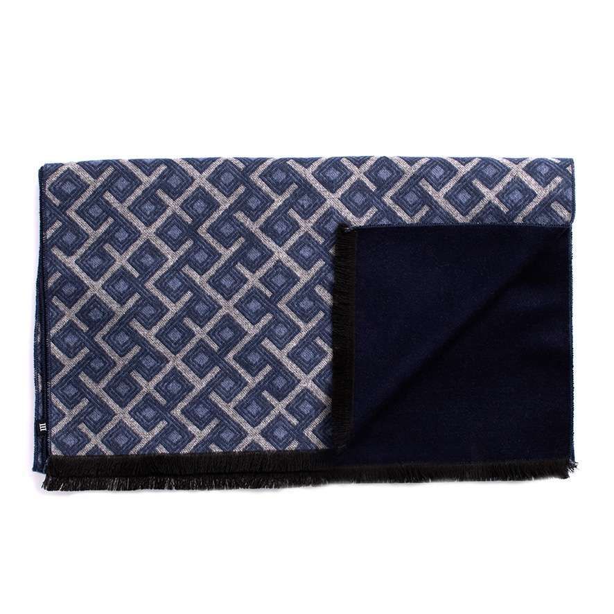 DIONISIO | Viscose scarf with geometric pattern Blauw