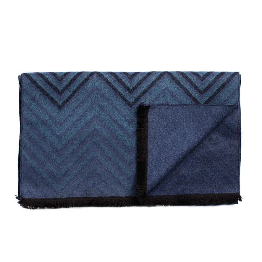 Tresanti DEMOCRITO | Viscose scarf with faded fishbone Blauw Tresanti DEMOCRITO | Viscose scarf with faded fishbone Blauw