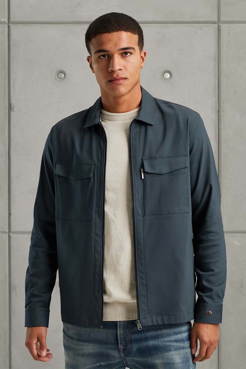 Cast Iron Long Sleeve Shirt Overshirt regula Blauw