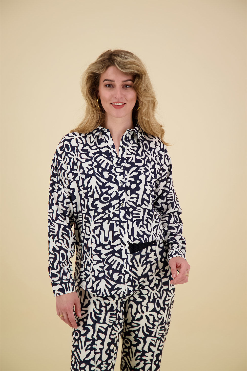 Vive La Femme Blouse AOP viscose woven Blauw