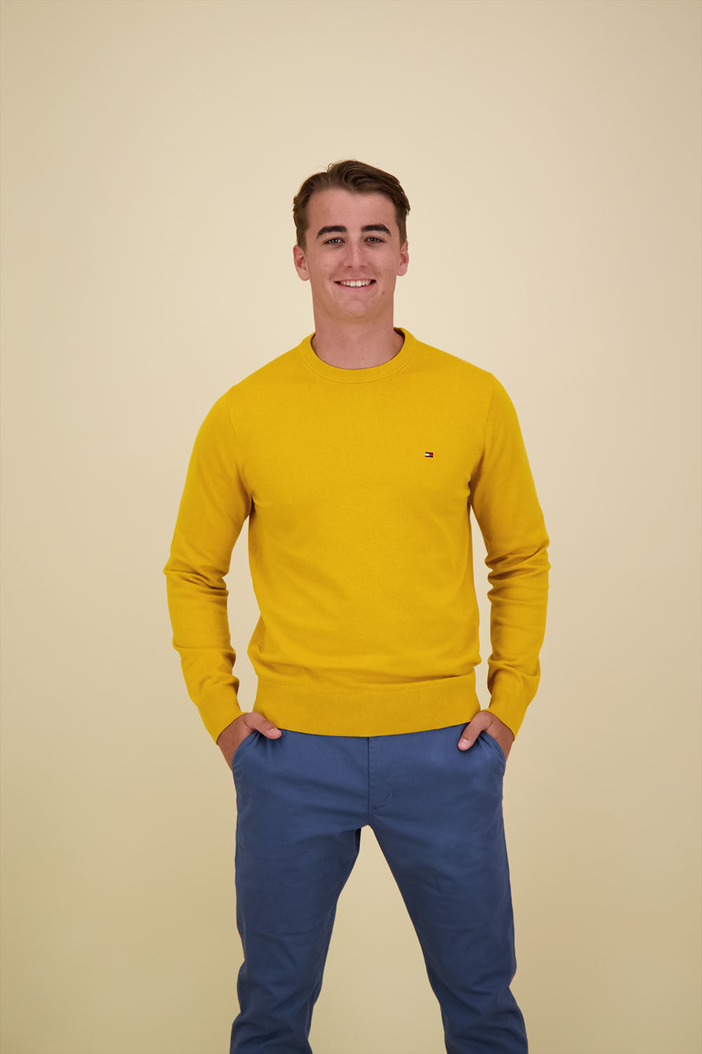 Tommy Hilfiger Sweater 1985 Crew Neck Geel Pullovers Gratis bezorging Bomont