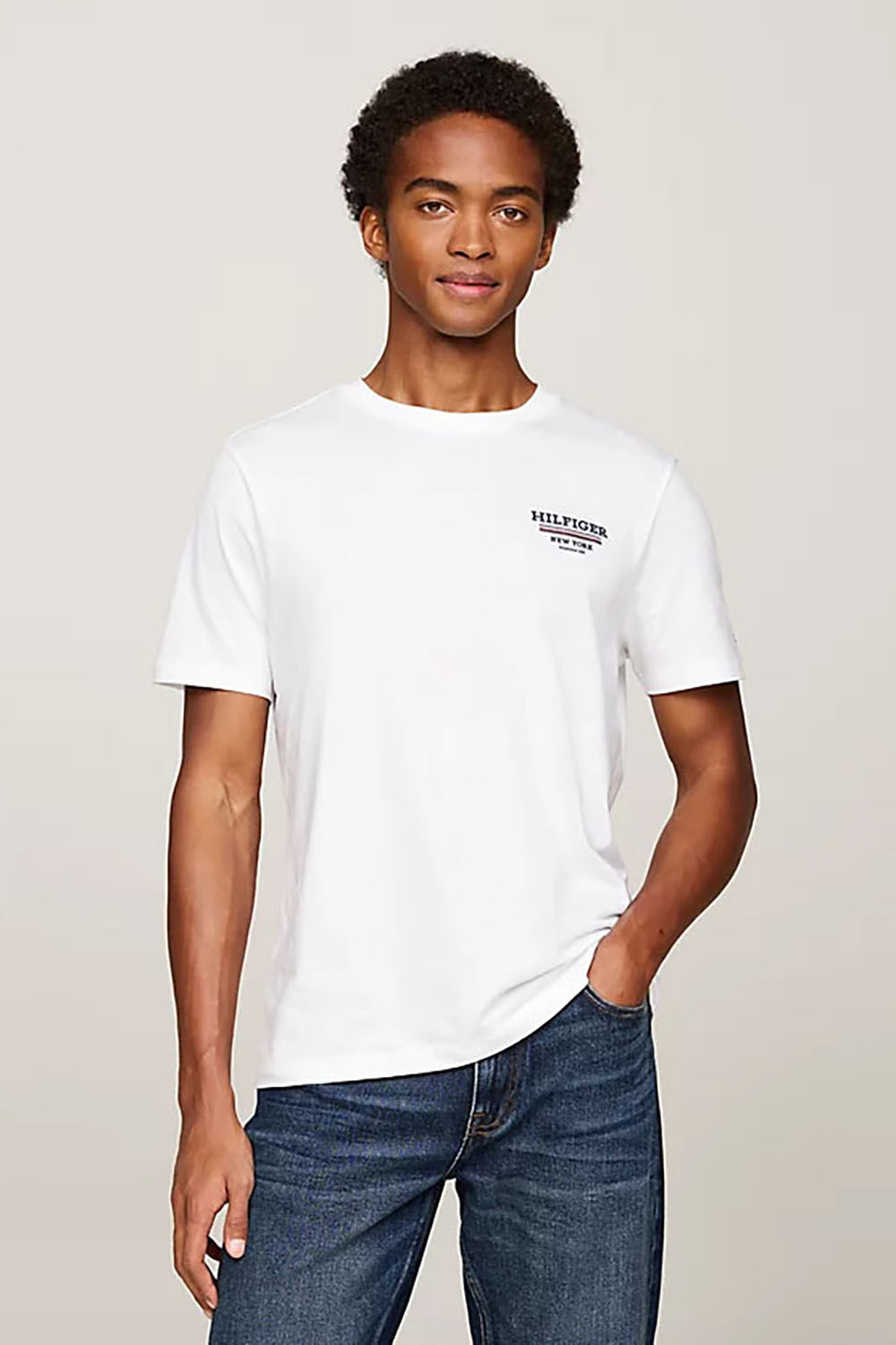 Tommy Hilfiger hilfiger global stripe tee Wit T shirts Gratis bezorging Bomont