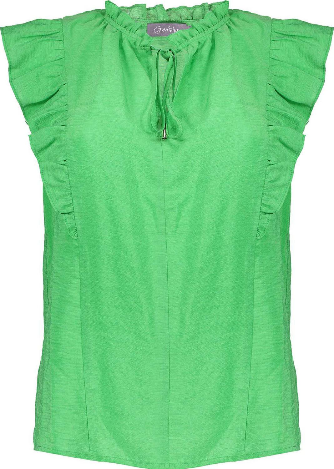 Geisha Top sleeveless ruffles Groen